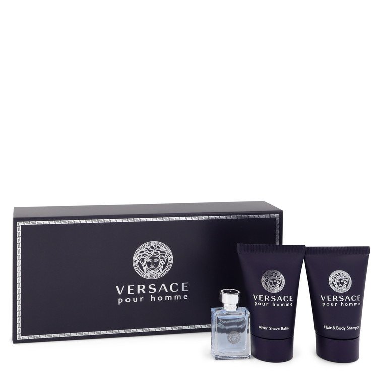 Versace Pour Homme by VersaceGift Set -- .17 oz Mini EDT + .8 oz After Shave Balm + .8 oz Hair + Body ShampooVersace--