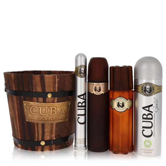 Cuba Gold by FragluxeGift Set -- 3.4 oz Eau De Toilette Spray + 1.17 oz Eau De Toilette Spray + 6.7 oz Body Spray + 3.3 oz After ShaveFragluxe--