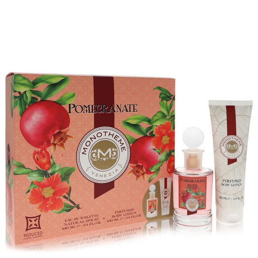 Monotheme Pomegranate by MonothemeGift Set -- 3.4 oz Eau De Toilette Spray + 3.4 oz Body LotionMonotheme--