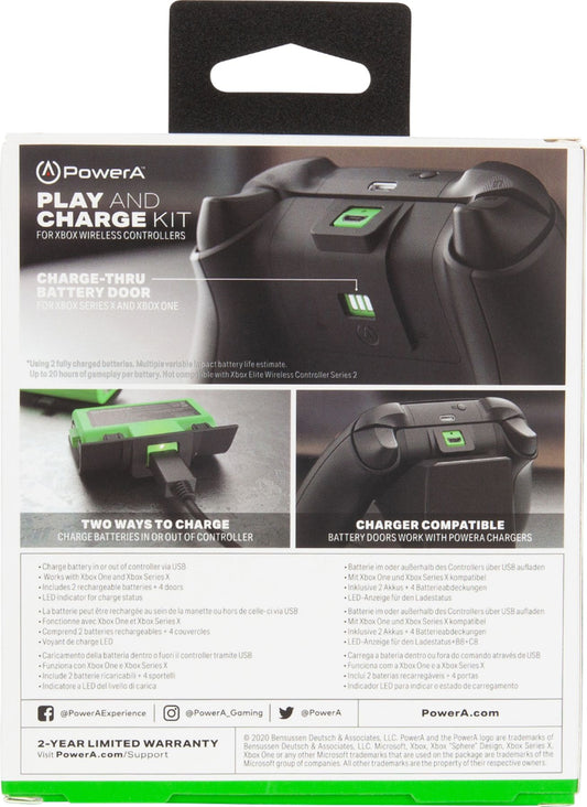 PowerA - Play & Charge Kit para Xbox Series X|S e Xbox One - Green-1518375-01